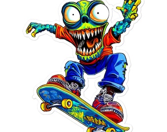 Monster Skater - Skateboarding Monster Sticker