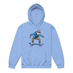 Wolf Skateboarder - Skateboarding Style Kids Hoodie