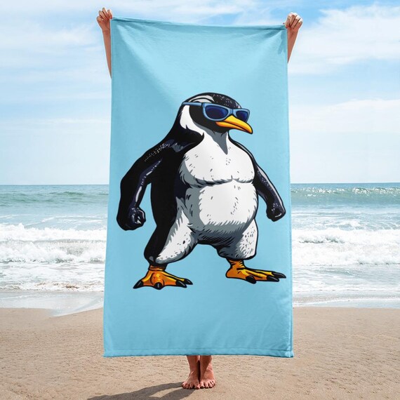Penguin Bodybuilder Beach Towel Ireland