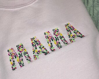 Embroidered Floral Mama Sweatshirt