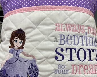 Purple Princess Book Pocket Cushion