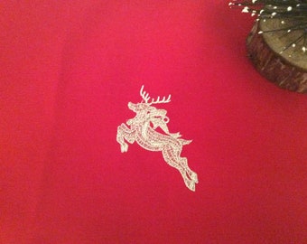 Gold Reindeer Red Christmas Table Runner