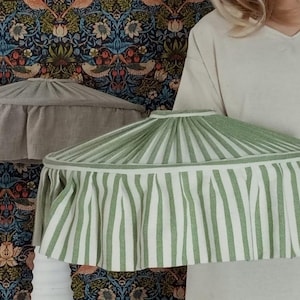 Gegolfde groen gestreepte linnen lampenkap