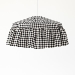 Ruffled Gingham Linen Lampshade