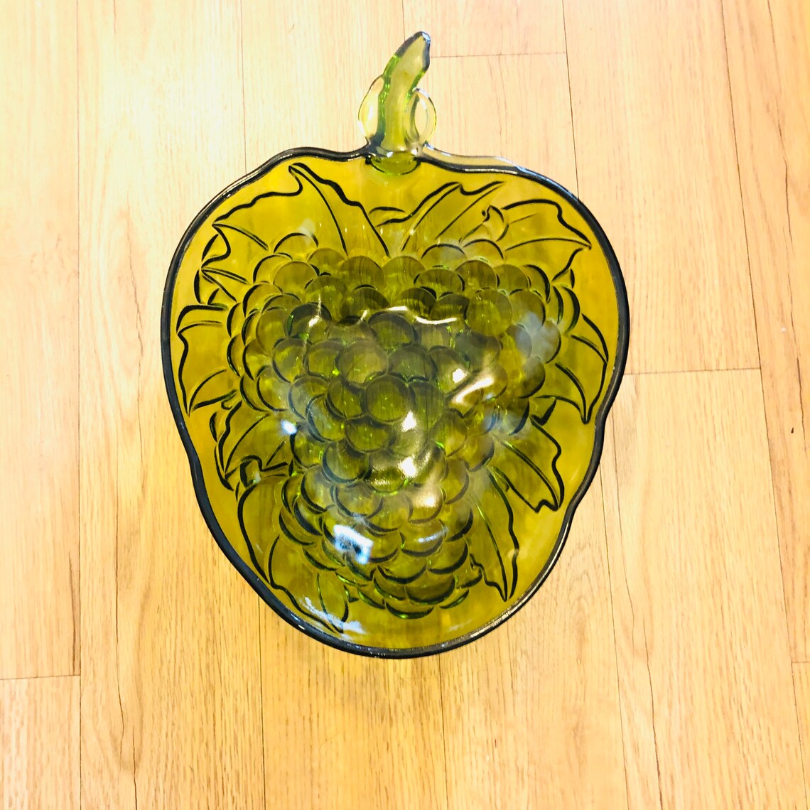 Antique Pressed Glass Grape Green Bowl Etsy