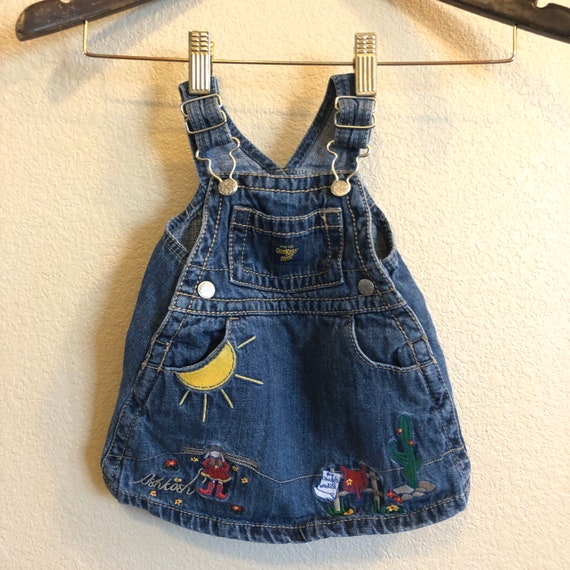 Oshkosh Vintage Denim Overall 3-6 Months Dress - image 1