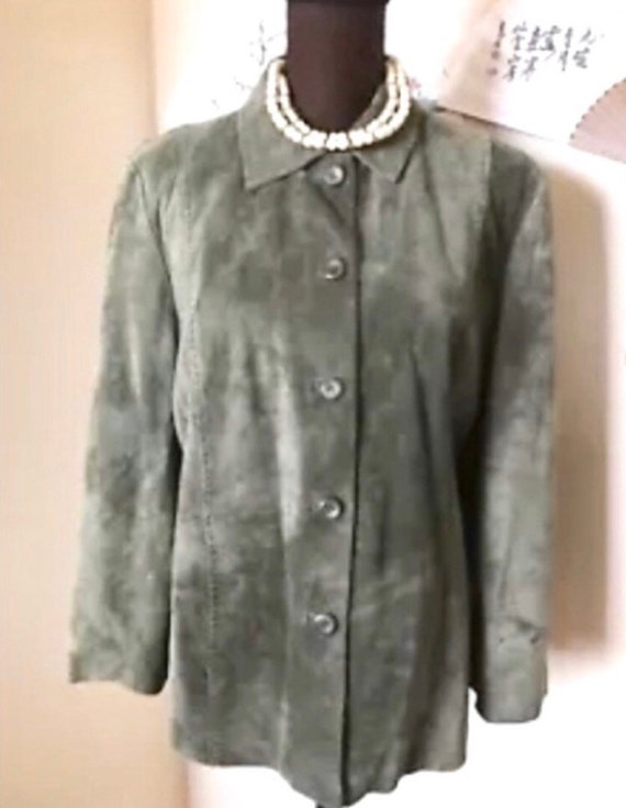 Suede Leather Green Pendleton VINTAGE Women’s Ful… - image 1