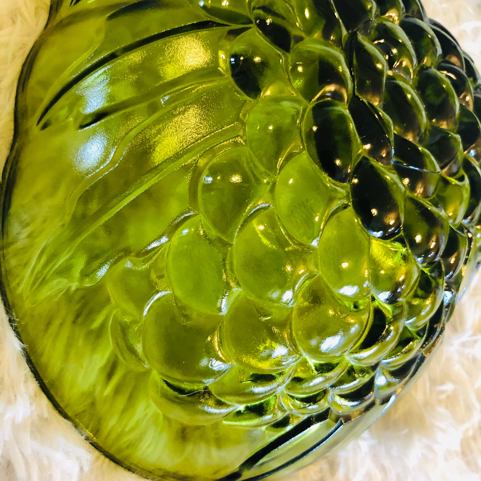 Antique Pressed Glass Grape Green Bowl Etsy