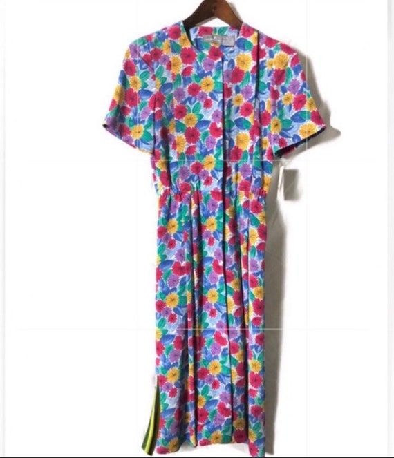 Vintage Liz Claiborne Button Floral Dress - image 1