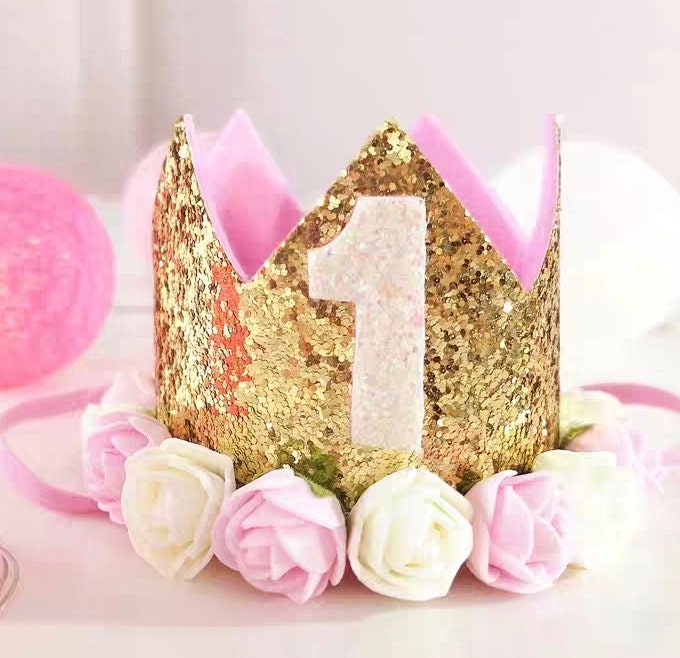 Hand Made Sparkly Birthday Crown //Baby Girl First Birthday Etsy