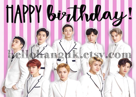 Exo Anniversaire Carte Kpop Coree Bts Hallyu Etsy