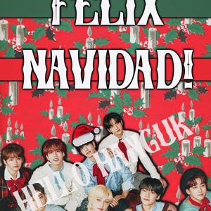 Stray Kids Weihnachtskarte Felix Bang Chan Han Seungmin Changbin IN Lee Weiß Hyunjin