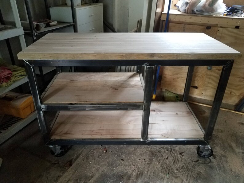 Eyna Metal And Wood Kitchen Island Image 0