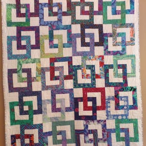 Kaffe Fassett Throw Quilt: Bright Floral Interlocking Squares, Modern Design