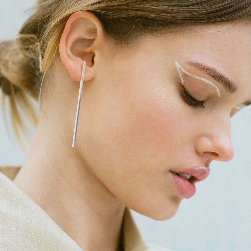 Silver Line Earrings - Etsy