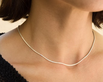 Dainty square chain, delicate snake chain, sterling silver square link chain, layering venetian necklace, thin box chain. necklace.