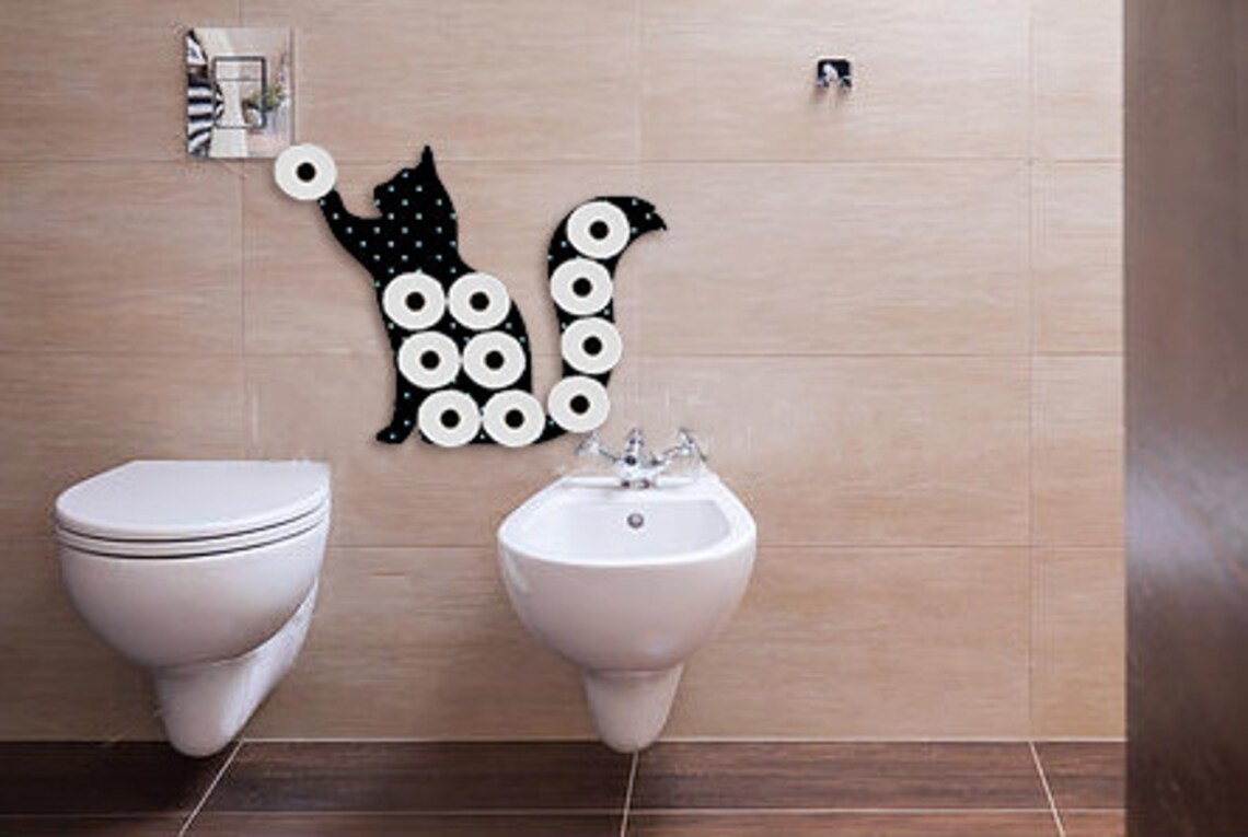 Katzen-Toilettenpapierhalter Freistehend – Lustige Badezimmer-Deko Mit Schwarzer Katze