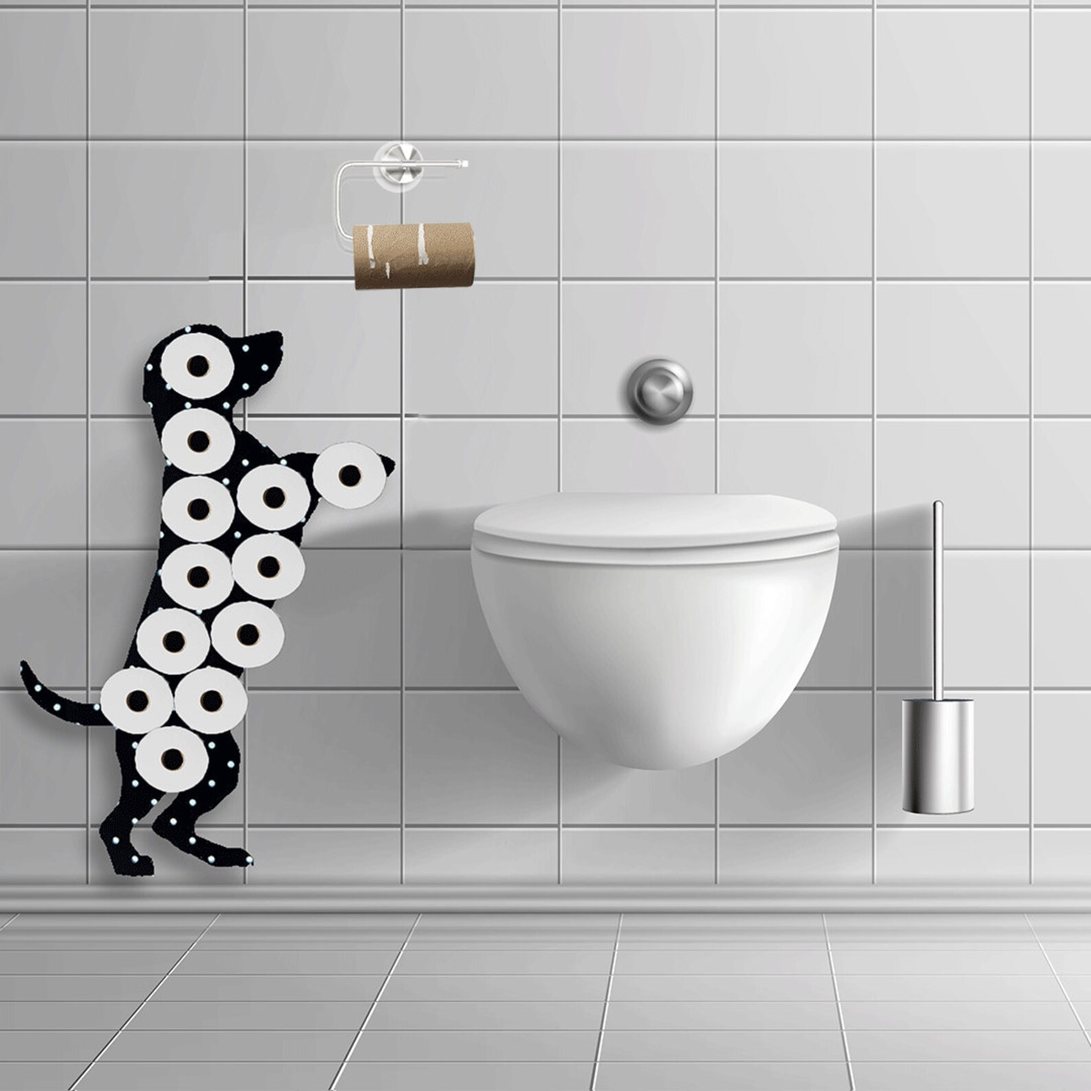 Standing Dog Toilet Paper Holder Wall Storage Small Space Etsy