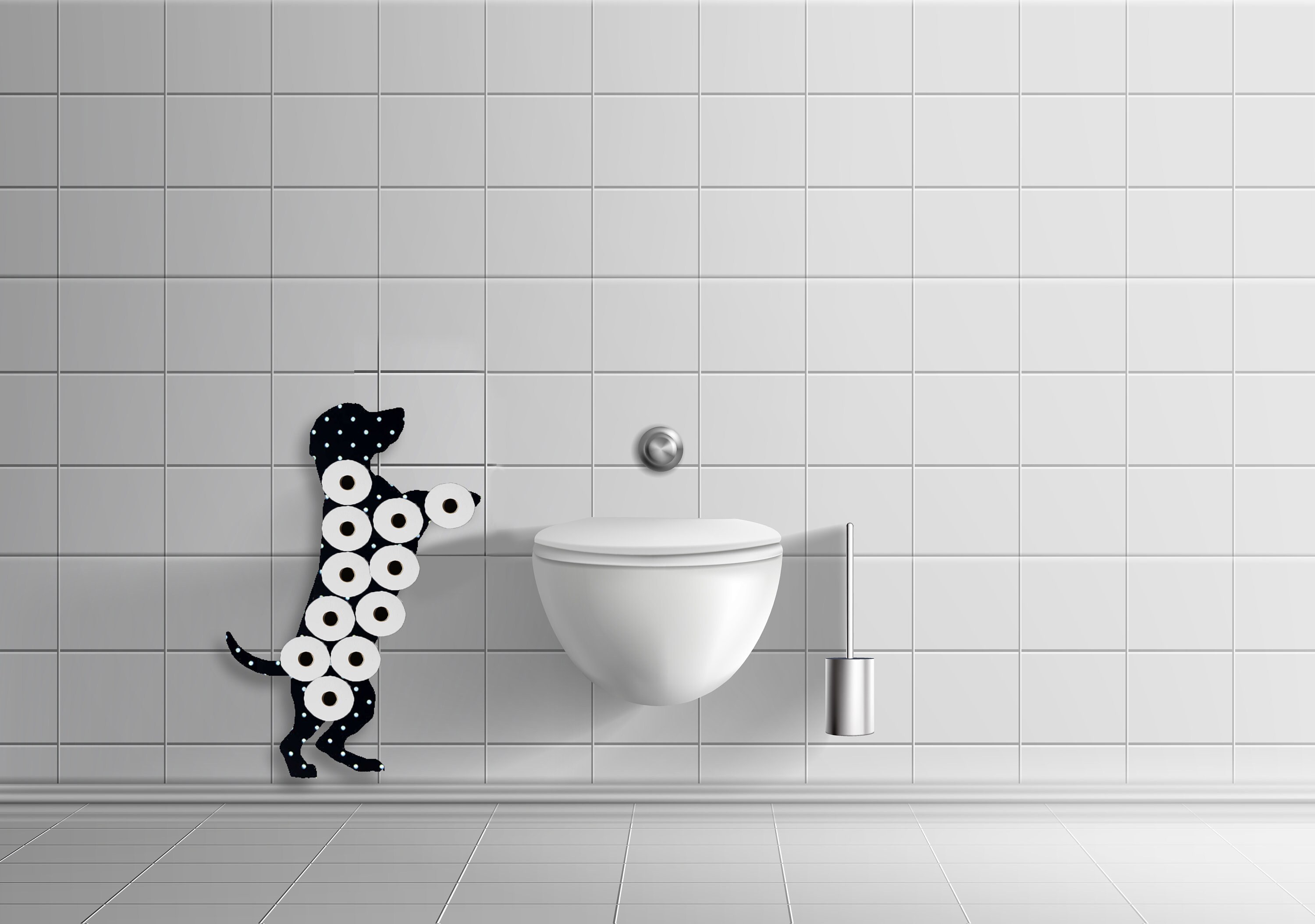 Standing Dog Toilet Paper Holder Wall Storage Small Space Etsy