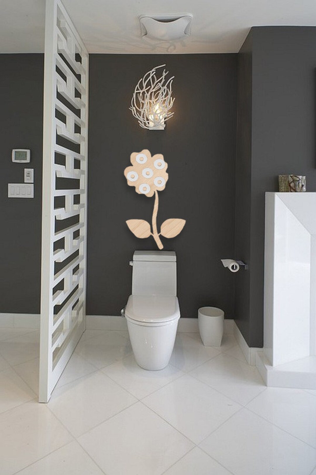 Beautiful Flower Toilet Paper Holder and Toilet Paper Storage Wall