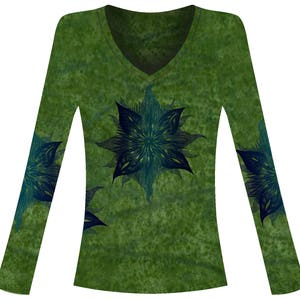 comfy soft  light tee ,stretchable soft and comfy 100% cotton with Original Artwork,Great gift for woman,v-neck,handmade in new york,severyn