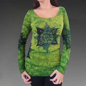Soft light tee ,stretchable soft and comfy natural cotton with Original Artwork,Great gift for woman,v-neck,handmade in new york,severyn