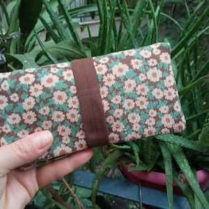 Floral Corduroy Tobacco Pouch Bag: Handmade Rolling Tobacco Wallet