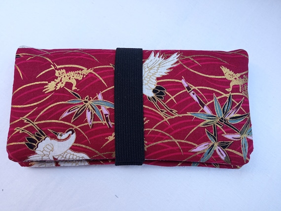 Japanese Print Tobacco Pouch: Handmade Fabric Rolling Tobacco Bag