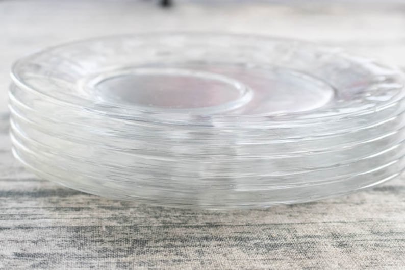 Vintage Clear Glass Frosted Leaf Snack Plate Set french country shabby chic vintage wedding floral vintage cake plate dish set retro decor