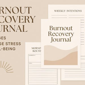 Burnout Recovery Journal | 30-Page Printable Self-Care Planner | Mental Health PDF | Anxiety Relief | Minimalist Boho Journal for Women