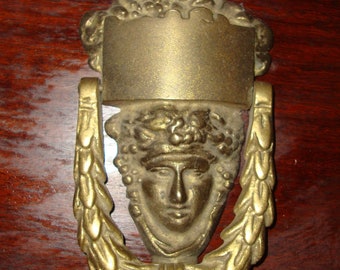 Traditional Antique Victorian Style Grecian Goddess Cast Iron Door Knocker Black