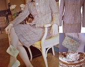 Brooks Brothers Beige and Cream Woven Wool Mohair Skirt Suit Skirt and Blazer