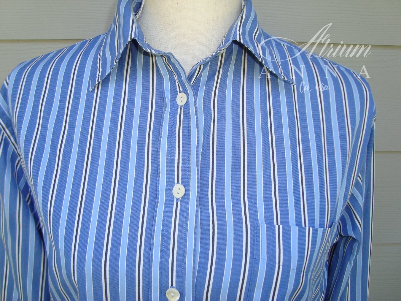F. by Faconnable Blue Striped Button-down French Cuff Vintage | Etsy
