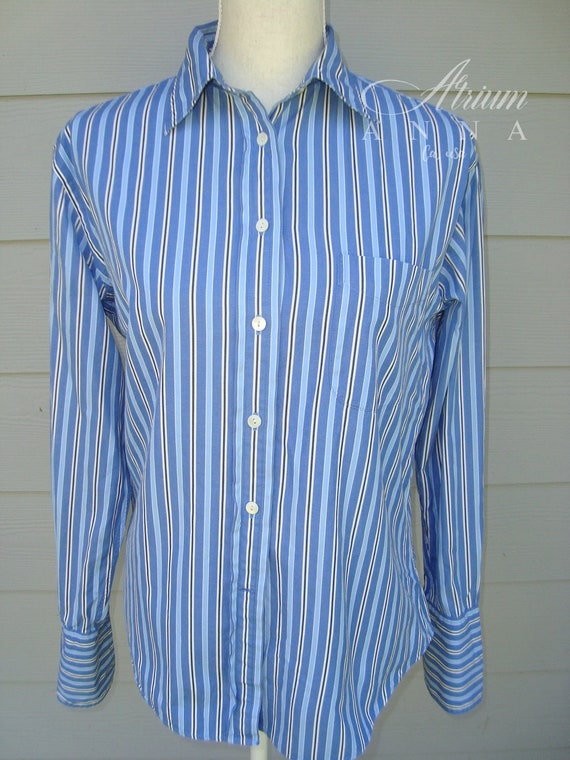 F. by Faconnable Blue Striped Button-down French Cuff Vintage | Etsy