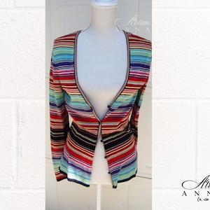 Escada Colorful Viscose/Rayon Vtg 80s Cardigan, 36
