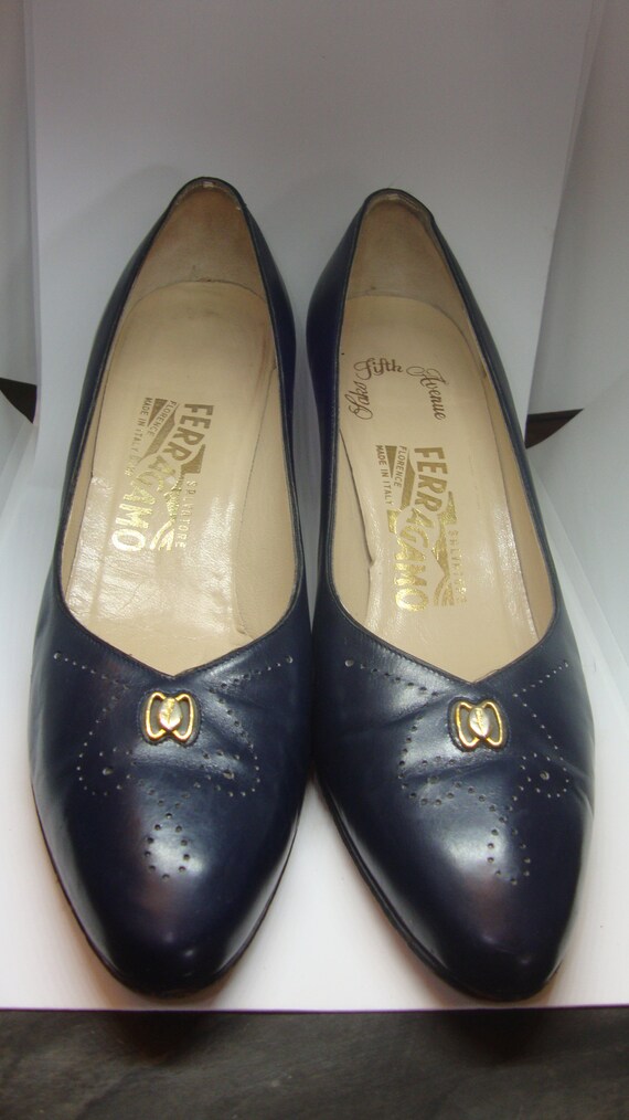 Salvatore Ferragamo Saks Fifth Avenue Navy Leather