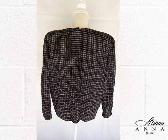 Giorgio Armani Black and Beige Square Pattern Silk