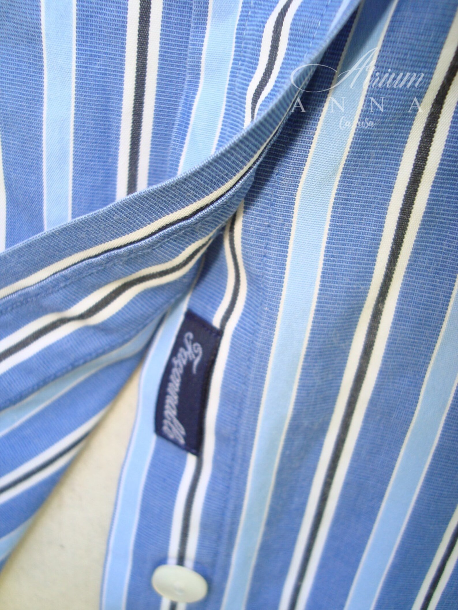 F. by Faconnable Blue Striped Buttondown French Cuff Vintage Etsy