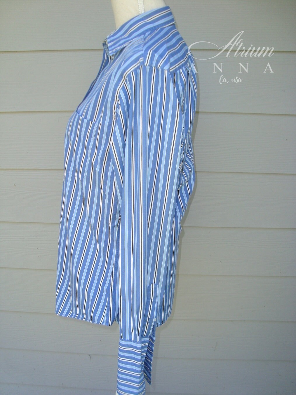F. by Faconnable Blue Striped Buttondown French Cuff Vintage Etsy
