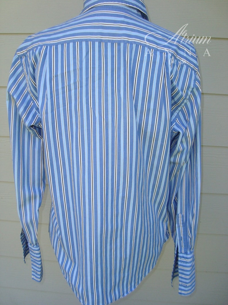 F. by Faconnable Blue Striped Button-down French Cuff Vintage | Etsy