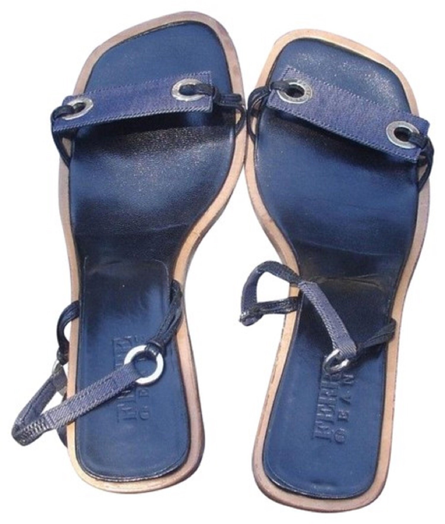Gianfranco Ferre Jeans Denim Navy Blue Leather Sandals 8 or | Etsy
