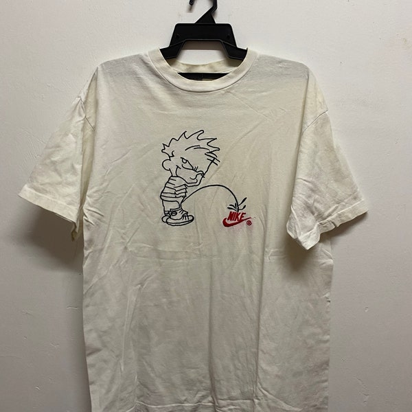 Vintage 90er Jahre Nike Peeing Calvin and Hobbes Tee