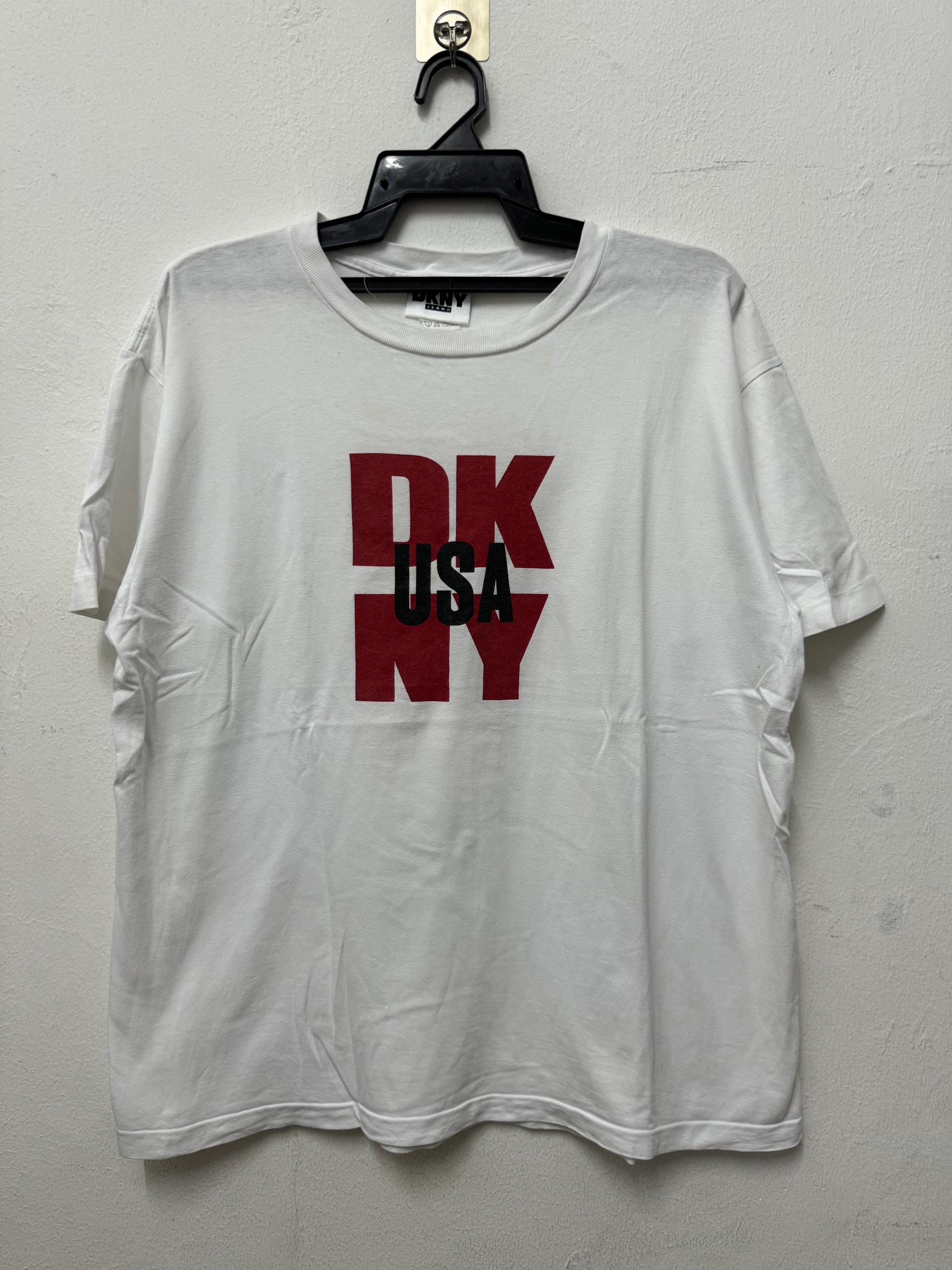 T-shirt Noir DKNY Jeans Donna Karan Vintage Années 90, Taille L, Manches Courtes