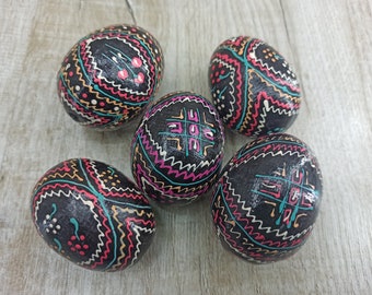 Vintage Pysanka-paaseierenset, Oekraïens volkskunstdecor