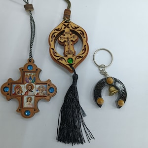 Religious car pendant Amulet home Christian shrines Orthodox icon Virgin Mary Life-Giving Cross Nicholas Wonderworker Archangel Michael gift