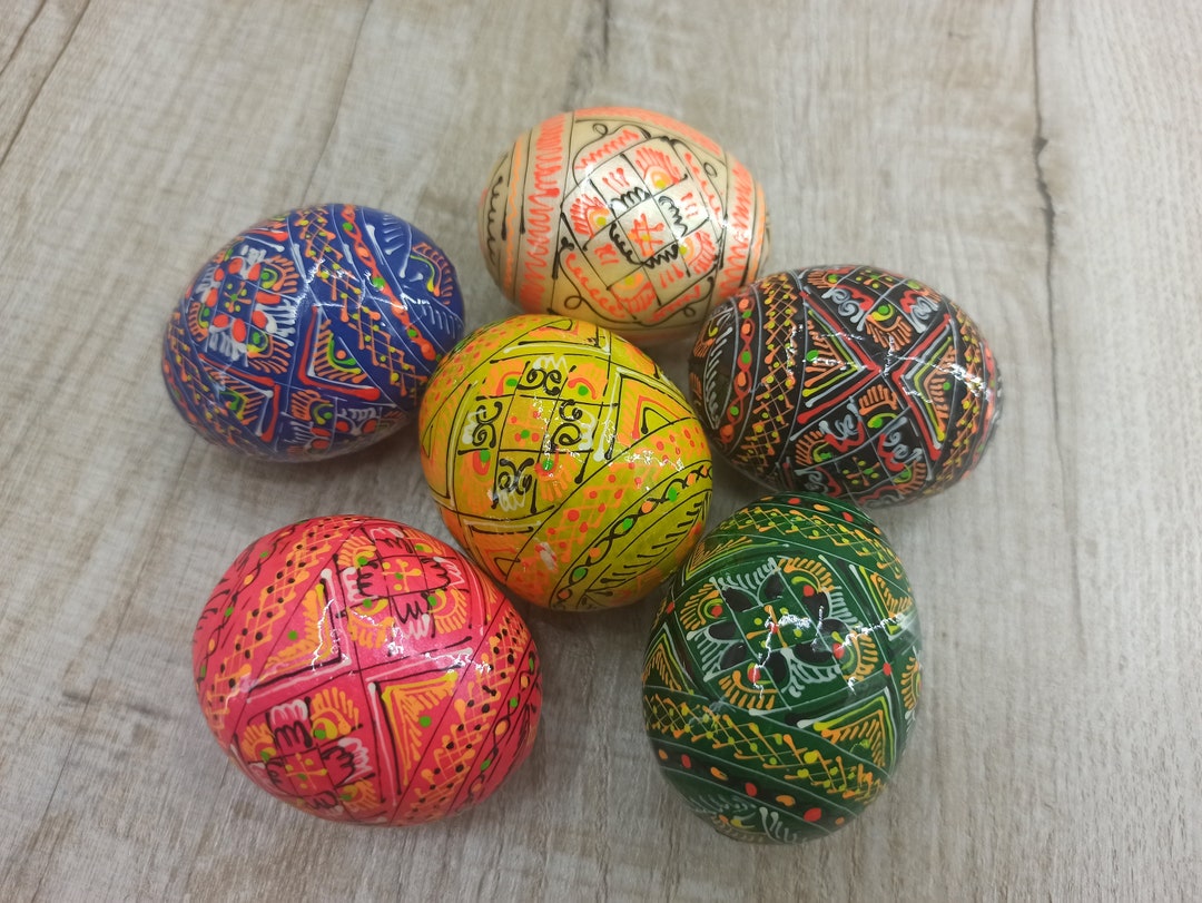 Discount 6 Easter Eggs Set of 6 Ukrainian Painted Wooden Eggs Ukraine ...