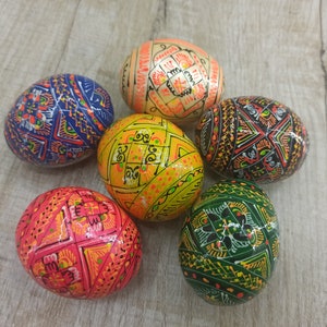 Discount 6 Easter Eggs Set of 6 Ukrainian Painted Wooden Eggs Ukraine Pysanka Ukrainian Eggs Multicolored eggs Decor for Easter