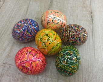 Sconto 6 uova di Pasqua Set di 6 uova di legno dipinte ucraine Ucraina Pysanka uova ucraine uova multicolori Decor per Pasqua