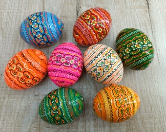 Pysanka Ostereier Set, Ukrainische Handbemalte Holzdekor