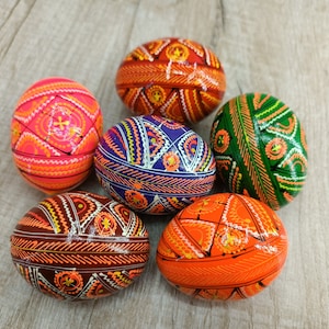 Easter Eggs Set 6 Ukrainian Painted Wooden Eggs Ukraine Pysanka Ukrainian Eggs Multicolored eggs Decor Easter Сolored eggs Pysanky